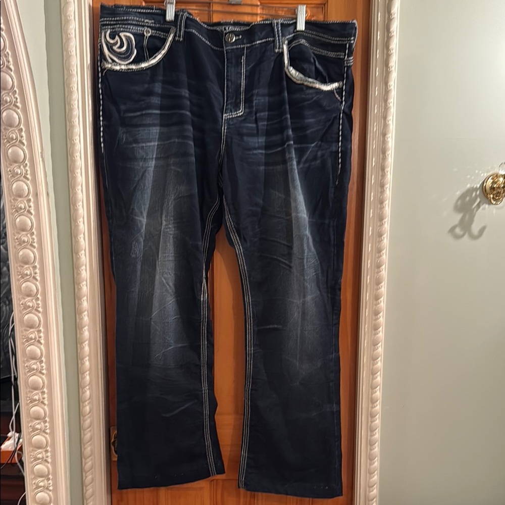 Affliction Dark Blue Relaxed Jeans for Men